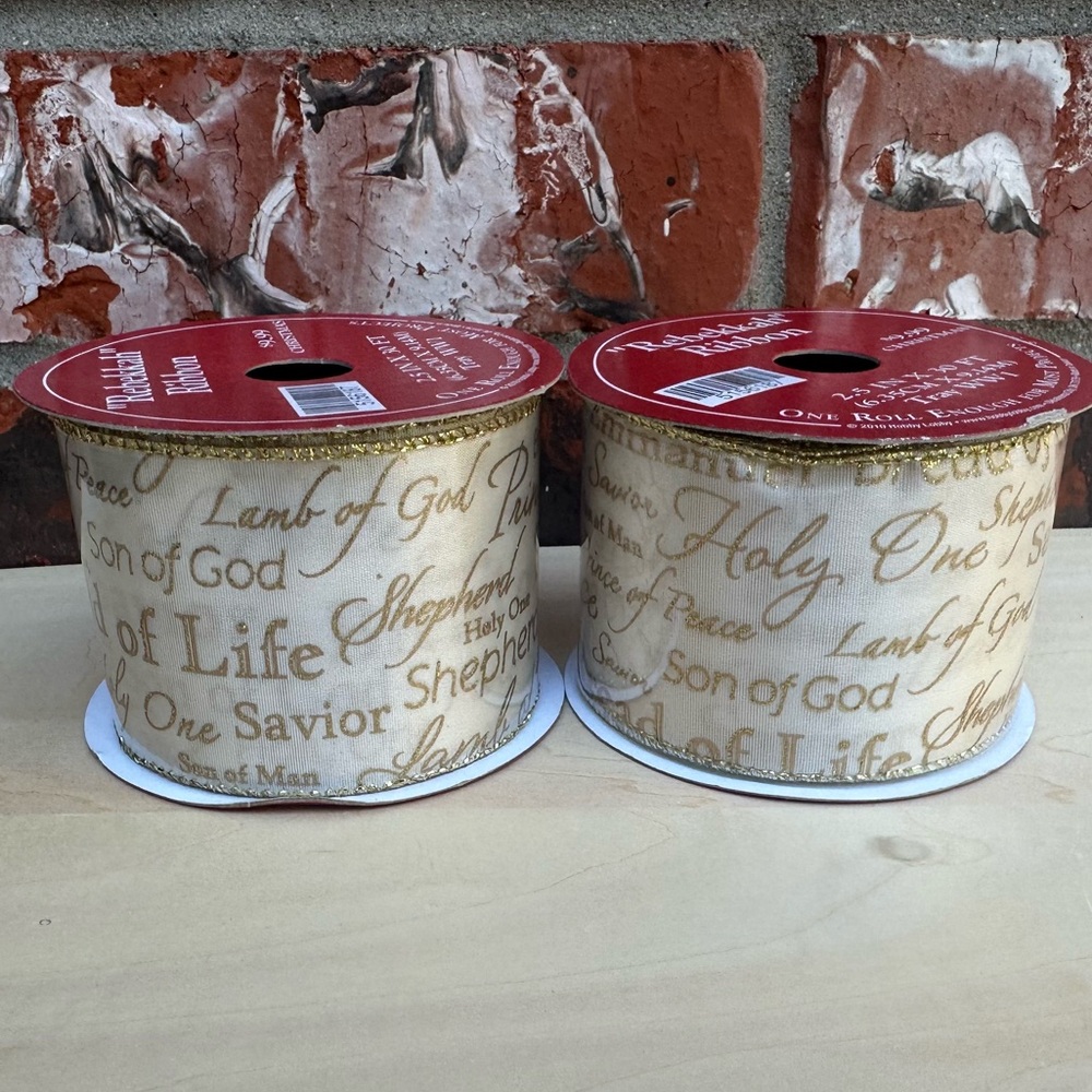 Names of Jesus Wire-Edged Ribbon - 2 Rolls (2.5” x 30’) (New)